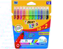 Marcadores Bic Kid 750, carteira c/ 10+2 cores