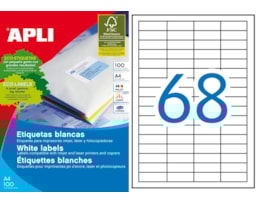 Etiquetas Apli A4, 48,5x16,9 Cx.100 Fls Ref.1282