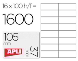 Etiquetas Apli, A4 105x37 Cx.100 Fls Ref.1274