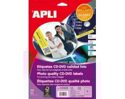 Etiquetas Apli CD Mega 117mm Glossy Emb. c/10 Ref.10328