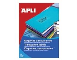 Etiquetas Apli A4, 210x297 Transp. Cx.100 Fls Ref.11919