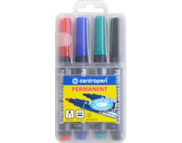 Marcador Centropen Permanente, Red. Ref.8510, Bl. 4 SE. PVC