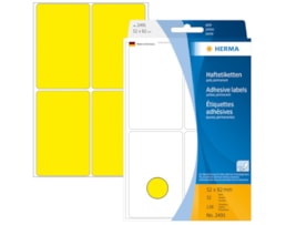 Etiquetas Herma Rect.52x82mm Emb.c/32 fls Ref.2491 Amarelo