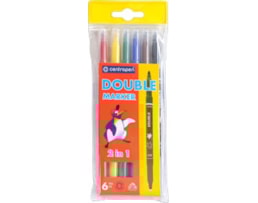 Marcador Centropen Ergo Ponta Dupla, ref.3651, 6 cores