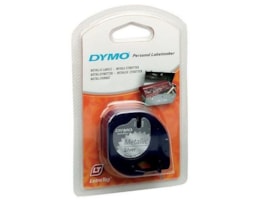 Fita Dymo Letratag Metal 12mmx4m Ref.91208 Preto/Prateado