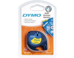 Fita Dymo Letratag Plástico 12mmx4m Ref.91202 Preto/Amarelo