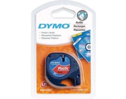 Fita Dymo Letratag Plástico 12mmx4m Ref.91203 Preto/Enc.