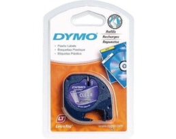 Fita Dymo Letratag Plástico 12mmx4m Ref.12267 Preto/Transp.