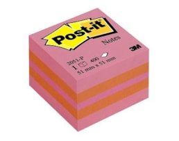 Blocos Post It 3M 51x51mm Cubo Mini c/ 400Fls  2051-P Rosa