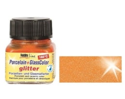 Tinta HOBBY LINE Porcelana+vidro,160°C,20ml,Glitter Laranja