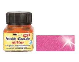 Tinta HOBBY LINE Porcelana+vidro, 160 °C, 20ml, Glitter Rosé