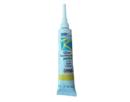 Contorno em pasta, HOBBY LINE, p/ vidro, Tubo c/20ml,Amarelo