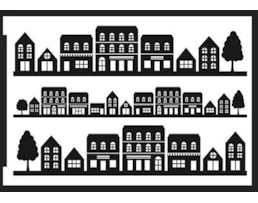 Stencil Flexivel, A5, Casas em linha (Negativo)