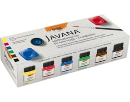 Tinta Javana tecidos claros, Set c/ 6X20ml. Cores básicas