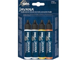 Tinta Javana textil, Metálico, Set c/4 Tubos 29ml c/ aplicar