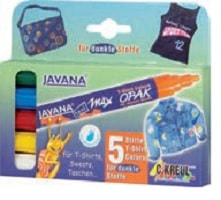 Marcador JAVANA Textil, Opaco, 2-4mm, Set c/ 5 cores
