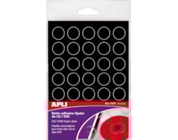 Suportes adesivos Apli 11917, P/ CD/DVD, Bl. c/35 Uni. Pto