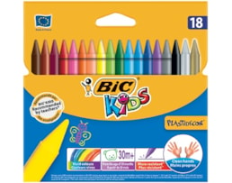 Lãpis cera Bic Kids Plastidecor, bl. c/18 cores