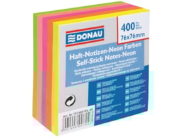 Bloco Adesivo Donau, 76x76mm, cubo c/ 400Fls Neon