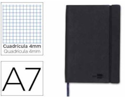 Caderno Notas Capa Semi Pele A7, 120 fls. Quad.. Preto 36111