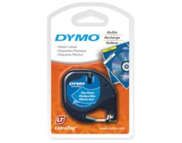 Fita Dymo Letratag Plástico 12mmx4m Ref.91205 Preto/Azul