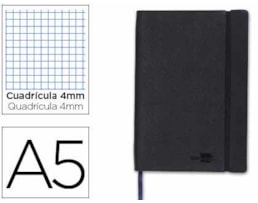 Caderno Notas Capa Semi Pele A5, 120 fls. Quad. Preto, LB40