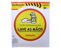 Sinalização Autocolante, 22cm, Covid "Lave as Mãos"