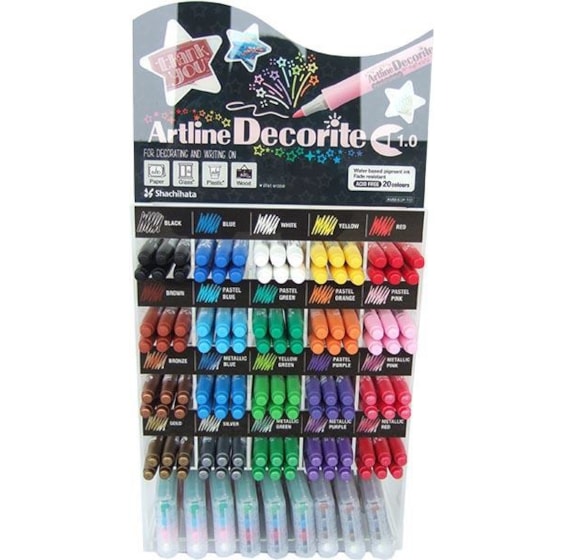 Marcador Artline Decorite Brush Expositor c/ 156 AUM