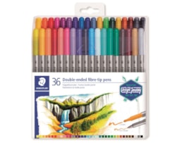 Marcador Staedtler, Ref. 3200, dupla ponta,  Cx. c/ 36 cores