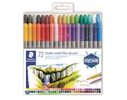 Marcador Staedtler, Ref. 3200, dupla ponta,  Cx. c/ 72 cores