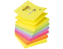 Blocos Post it Zig-Zag 76X76mm R-330NZ, Arco-íris néon, 6 Un